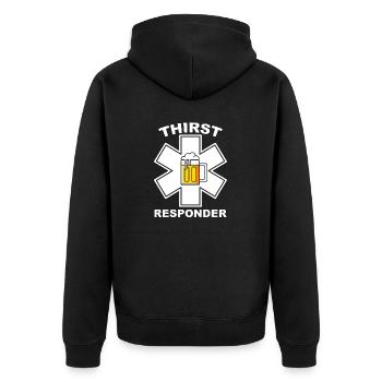 Intervenant assoiffé - Barman ou Sani Design - Veste à capuche bio Premium Unisexe - noir - Dos - Nico (187cm)