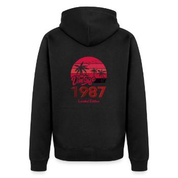 Vintage Année 1987 Edition Limitée Rouge - Veste à capuche bio Premium Unisexe - noir - Dos - Nico (187cm)