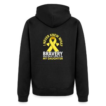 Childhood Cancer Daughter Family Childhood Cancer - Unisex Premium Organic Zip Hoodie - black - Back - Nico (187cm)