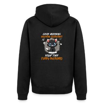 Bonjour, drôle de chat serviteur humain - Veste à capuche bio Premium Unisexe - noir - Dos - Nico (187cm)