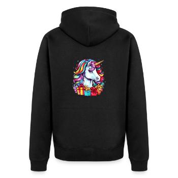 Weihnachten mit Einhorn-Design - Kids Christmas The - Unisex Premium Bio Zip Hoodie - Schwarz - Hinten - Nico (187cm)