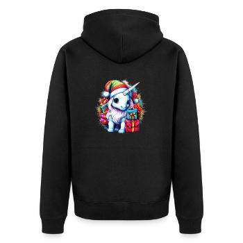 Entzückende Einhorn-Weihnachten, magisches Einhorn-Design - Unisex Premium Bio Zip Hoodie - Schwarz - Hinten - Nico (187cm)