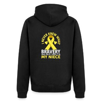Childhood Cancer Niece Family Childhood Cancer - Unisex Premium Organic Zip Hoodie - black - Back - Nico (187cm)