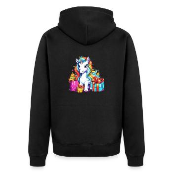 Zauberhafte Einhorn-Weihnachten - Kinder Einhorn - Unisex Premium Bio Zip Hoodie - Schwarz - Hinten - Nico (187cm)