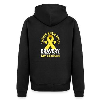 Childhood Cancer Cousin Family Childhood Cancer - Unisex Premium Organic Zip Hoodie - black - Back - Nico (187cm)