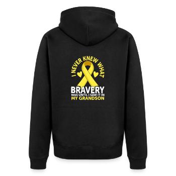 Childhood Cancer Grandson Family Childhood Cancer - Unisex Premium Organic Zip Hoodie - black - Back - Nico (187cm)