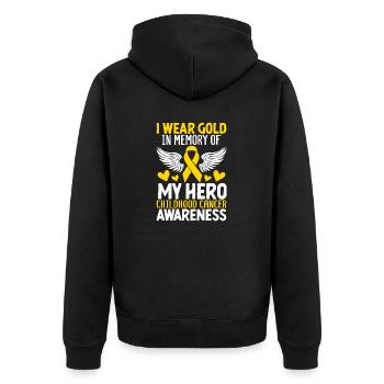 Childhood Cancer Family Support Childhood Cancer - Unisex Premium Organic Zip Hoodie - black - Back - Nico (187cm)