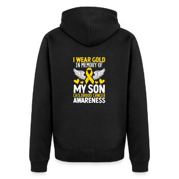 Childhood Cancer Son Family Childhood Cancer - Unisex Premium Organic Zip Hoodie - black - Back - Nico (187cm)