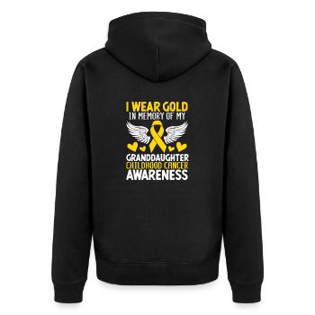 Childhood Cancer Granddaughter Childhood Cancer - Unisex Premium Organic Zip Hoodie - black - Back - Nico (187cm)