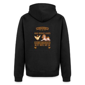 Chien Poulets Fermier Poulets Amoureux Chiens Amour - Veste à capuche bio Premium Unisexe - noir - Dos - Nico (187cm)