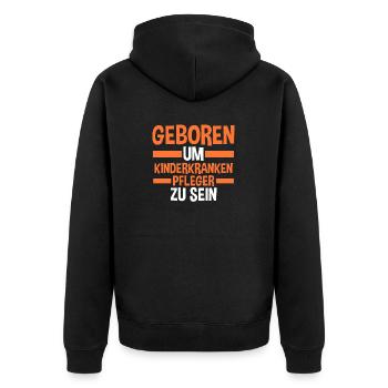 Pfleger Pflegekraft Kinderkrankenpfleger - Unisex Premium Bio Zip Hoodie - Schwarz - Hinten - Nico (187cm)