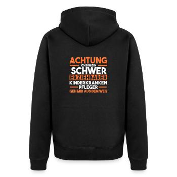 Pfleger Pflegekraft Kinderkrankenpfleger - Unisex Premium Bio Zip Hoodie - Schwarz - Hinten - Nico (187cm)