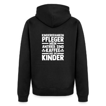 Pfleger Pflegekraft Kinderkrankenpfleger - Unisex Premium Bio Zip Hoodie - Schwarz - Hinten - Nico (187cm)