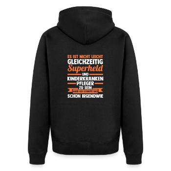 Pfleger Pflegekraft Kinderkrankenpfleger - Unisex Premium Bio Zip Hoodie - Schwarz - Hinten - Nico (187cm)