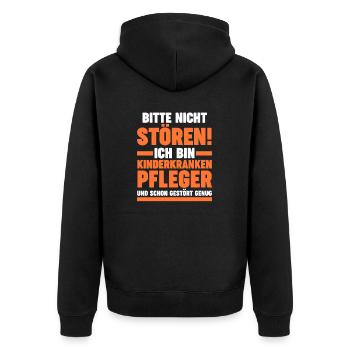 Pfleger Pflegekraft Kinderkrankenpfleger - Unisex Premium Bio Zip Hoodie - Schwarz - Hinten - Nico (187cm)