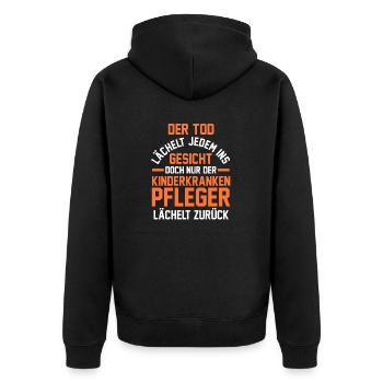 Pfleger Pflegekraft Kinderkrankenpfleger - Unisex Premium Bio Zip Hoodie - Schwarz - Hinten - Nico (187cm)