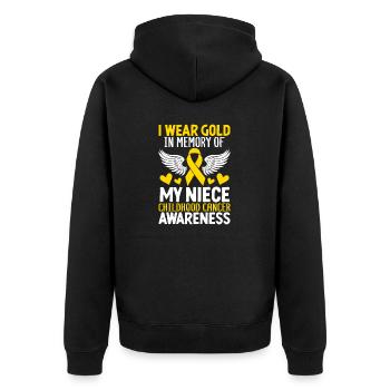 Childhood Cancer Niece Family Childhood Cancer - Unisex Premium Organic Zip Hoodie - black - Back - Nico (187cm)