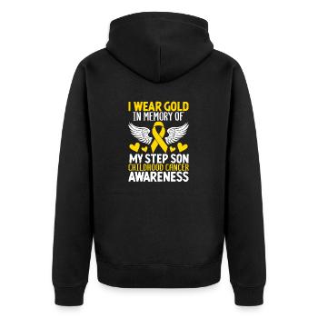 Childhood Cancer Stepson Family Childhood Cancer - Unisex Premium Organic Zip Hoodie - black - Back - Nico (187cm)