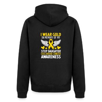 Childhood Cancer Step Daughter Childhood Cancer - Unisex Premium Organic Zip Hoodie - black - Back - Nico (187cm)