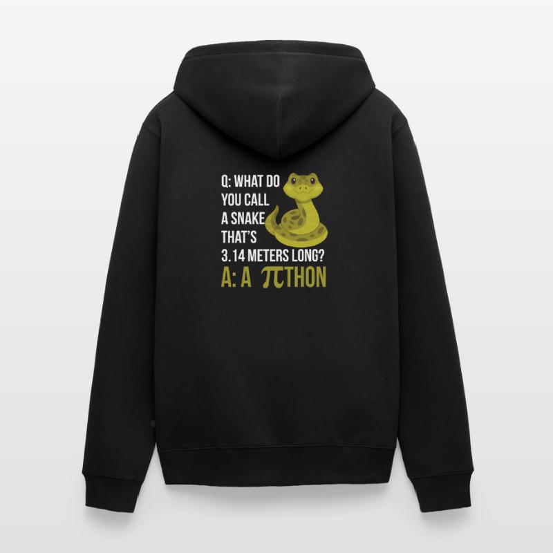 Python Pithon Pie Symbol Drôle de professeur de mathématiques Heureux Veste à capuche bio Premium Unisexe
