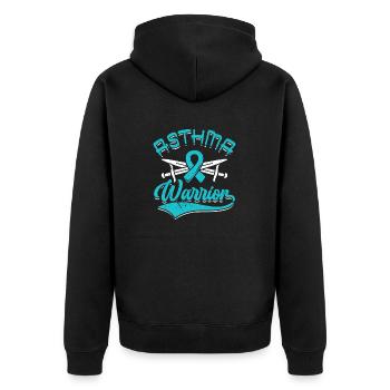 Asthma-krieger Asthmakämpfer Wheezy - Unisex Premium Bio Zip Hoodie - Schwarz - Hinten - Nico (187cm)