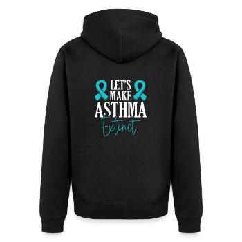 Lasst Uns Asthma Ausrotten Asthmakrieger - Unisex Premium Bio Zip Hoodie - Schwarz - Hinten - Nico (187cm)