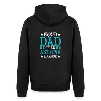 Stolzer Vater Eines Asthma-kriegers Unterstützt - Unisex Premium Bio Zip Hoodie - Schwarz - Hinten - Nico (187cm)