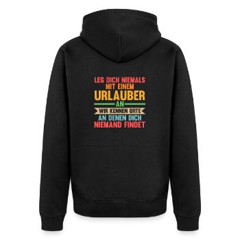 Sommerurlaub Urlauber Urlaub - Unisex Premium Bio Zip Hoodie - Schwarz - Hinten - Nico (187cm)