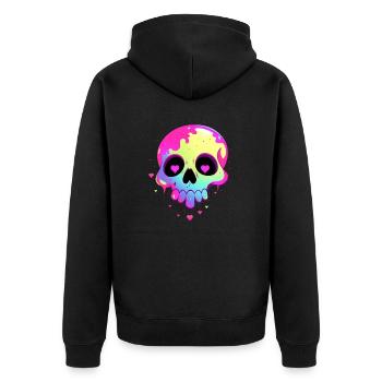 Niedlicher Punk Schädel / Kawaii Punk Schädel - Unisex Premium Bio Zip Hoodie - Schwarz - Hinten - Nico (187cm)