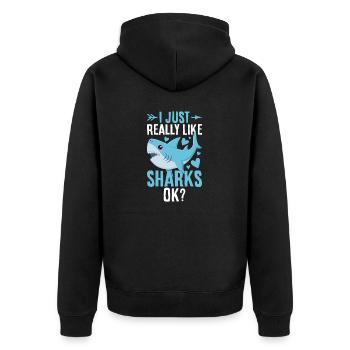 J’aime vraiment les requins OK Ocean Wildlife drôle - Veste à capuche bio Premium Unisexe - noir - Dos - Nico (187cm)