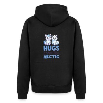 Polar Fox Ice Fox Arctic Fox - Unisex Premium Organic Zip Hoodie - black - Back - Nico (187cm)