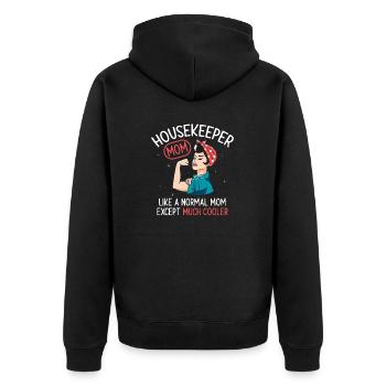 Domestic help, cleaner, housekeeper - Unisex Premium Organic Zip Hoodie - black - Back - Nico (187cm)