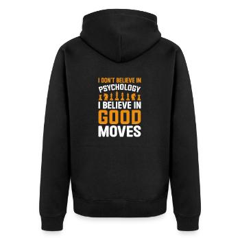Schach Psychologie Lustiges Schach Gute Züge Schach - Unisex Premium Bio Zip Hoodie - Schwarz - Hinten - Nico (187cm)