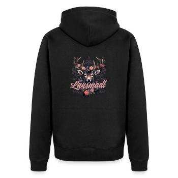 Lausmadl Mädchen Damen Trachtenshirt Kind Madl - Unisex Premium Bio Zip Hoodie - Schwarz - Hinten - Nico (187cm)