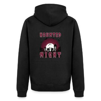 "Haunted Night", Haunted City for Halloween - Unisex Premium Organic Zip Hoodie - black - Back - Nico (187cm)