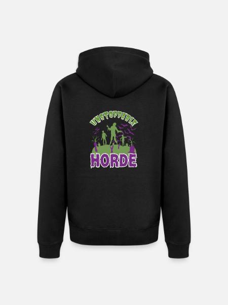 "Unstoppable Horde", Halloween Zombie Horde - Felpa con cappuccio ecologica premium unisex - nero
