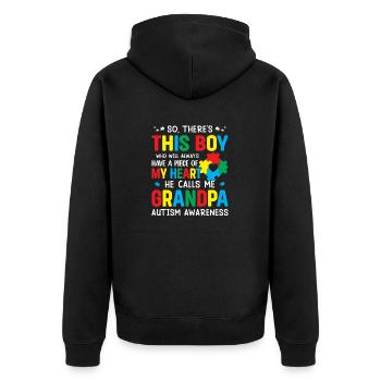Autismus Opa Autistisches Kind Puzzleteil Band - Unisex Premium Bio Zip Hoodie - Schwarz - Hinten - Nico (187cm)