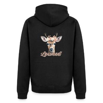 Lausmadl Mädchen Damen Trachtenshirt Kind Madl - Unisex Premium Bio Zip Hoodie - Schwarz - Hinten - Nico (187cm)