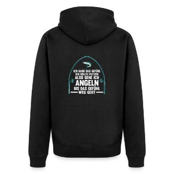 Angel Fischen Angeln Angler - Unisex Premium Bio Zip Hoodie - Schwarz - Hinten - Nico (187cm)