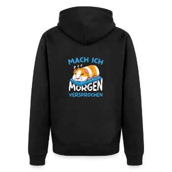 Mach Ich Morgen Versprochen Meerschweinchen - Unisex Premium Bio Zip Hoodie - Schwarz - Hinten - Nico (187cm)