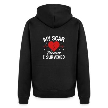 Meine Narbe bedeutet, dass ich eine Herzoperation überlebt habe KHK Herz - Unisex Premium Bio Zip Hoodie - Schwarz - Hinten - Nico (187cm)