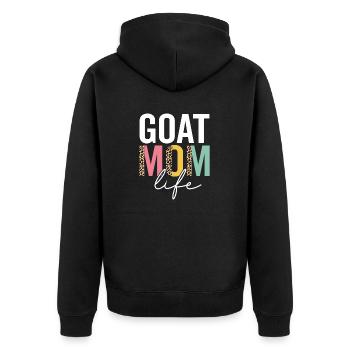 Goat Mom Life Funny Mom Leopard Goat Mama Cheetah - Unisex Premium Organic Zip Hoodie - black - Back - Nico (187cm)