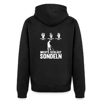 Sondeln Sondel Sondengänger Sondler - Unisex Premium Bio Zip Hoodie - Schwarz - Hinten - Nico (187cm)