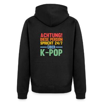 Korea Musik Kpop - Unisex Premium Bio Zip Hoodie - Schwarz - Hinten - Nico (187cm)