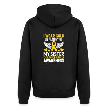 Krebs im Kindesalter Schwesterfamilie Krebs im Kindesalter - Unisex Premium Bio Zip Hoodie - Schwarz - Hinten - Nico (187cm)