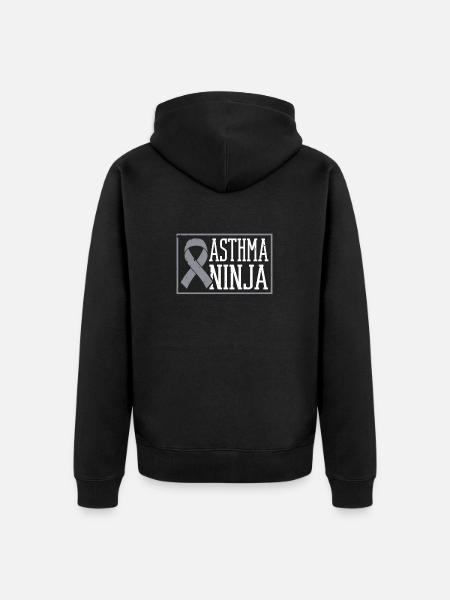 Asthma ninja Asthma fighter Wheezy - Unisex Premium Organic Zip Hoodie - black