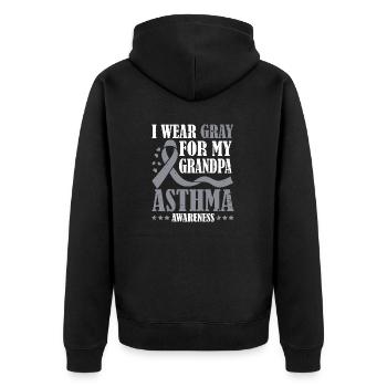 Ich Trage Grau Für Meinen Großvater Unterstützung - Unisex Premium Bio Zip Hoodie - Schwarz - Hinten - Nico (187cm)