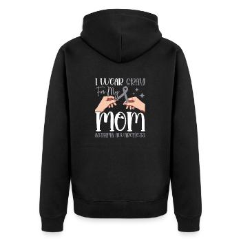 Ich Trage Grau Für Meine Mutter - Unisex Premium Bio Zip Hoodie - Schwarz - Hinten - Nico (187cm)
