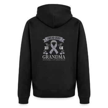 Ich Trage Grau Für Meine Oma - Unterstützung Des - Unisex Premium Bio Zip Hoodie - Schwarz - Hinten - Nico (187cm)