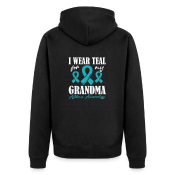 Ich Trage Teal Für Meine Oma Unterstützung Des - Unisex Premium Bio Zip Hoodie - Schwarz - Hinten - Nico (187cm)